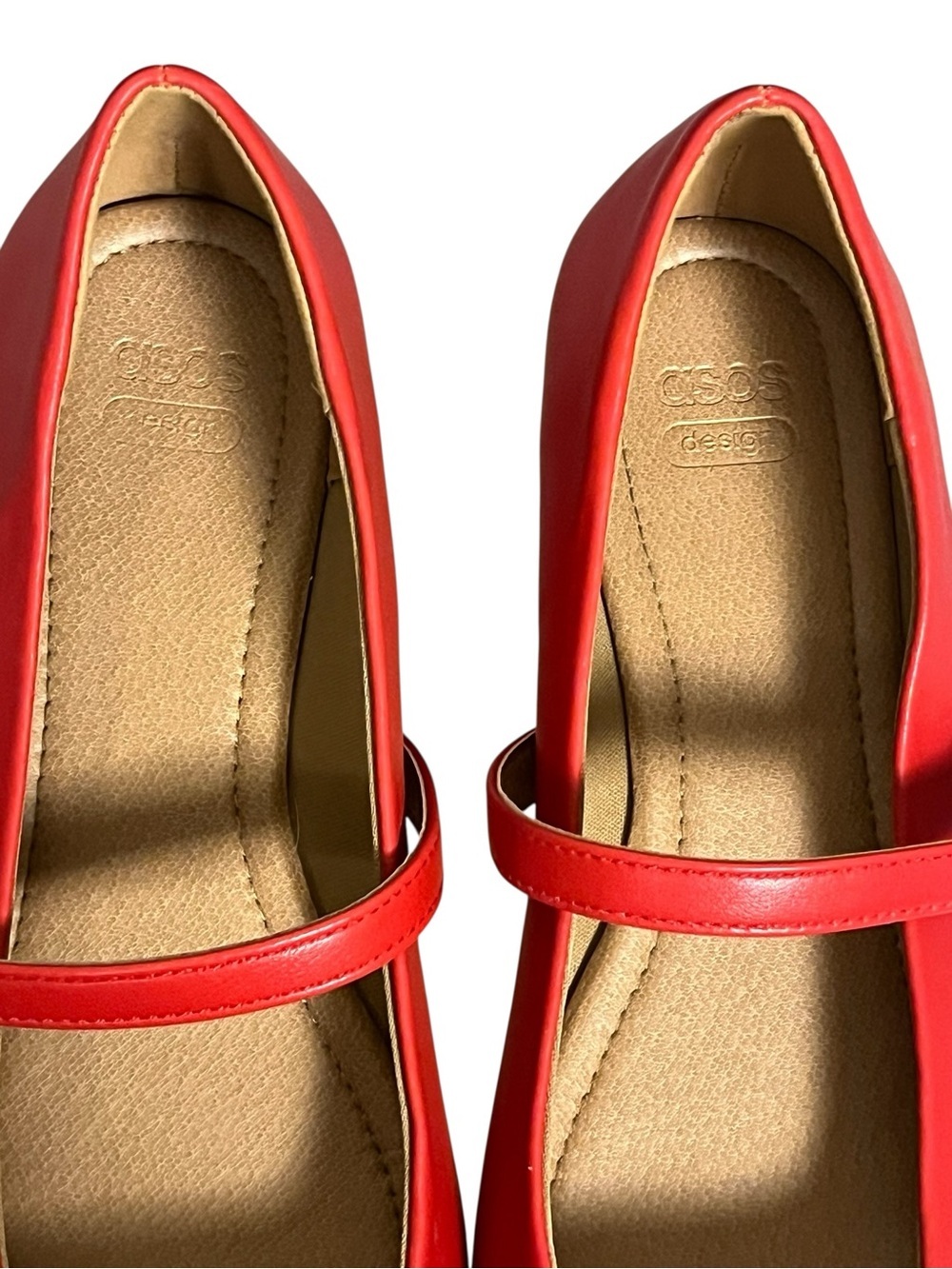 Mary Jane Ballet Flats Red ASOS Design Lottie Faux Leather Square Toe — 10 - Picture 9 of 11